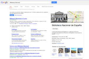Búsqueda en Google "Biblioteca Nacional"