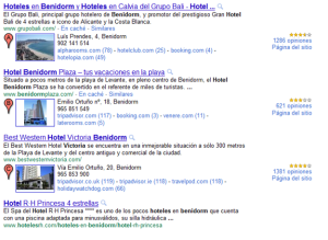 Búsqueda en Google: Hotel Benidorm