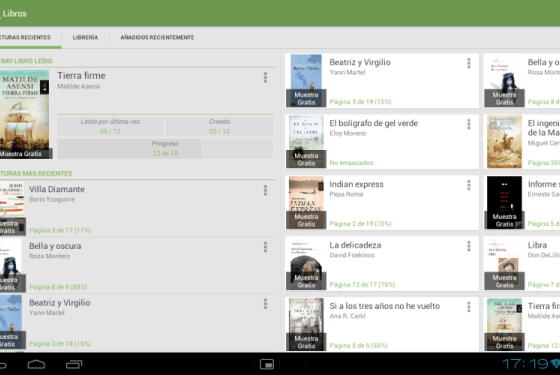 Ejemplo de pantala en Aldiko