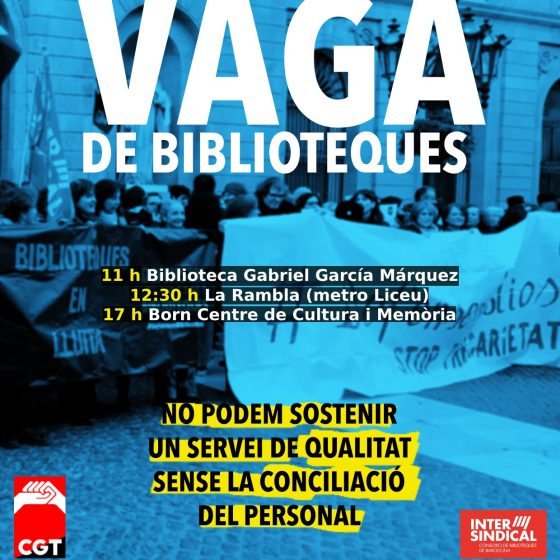 Cartel de la huelga de bibliotecas de Barcelona del pasado 22 de abril de 2024